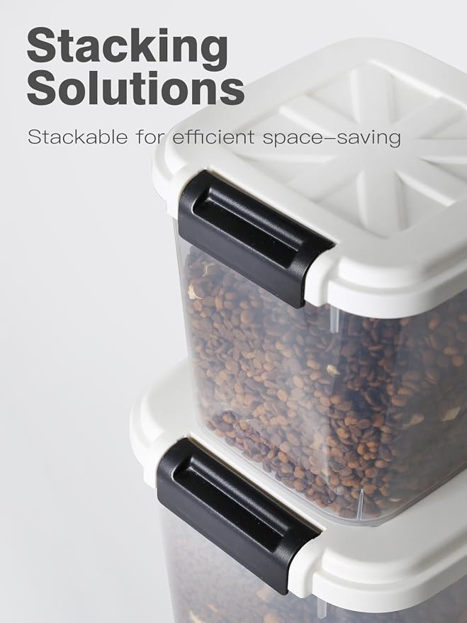 LivLab Mker 6 lb Airtight Dog Food Storage Container with Scoop, White | Airtight snap-lock lid, clear BPA-free body, and measuring cup keep dry dog or cat food, treats, cereal, and grain organized. - Image 4