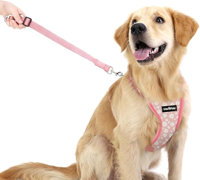 VavoPaw Dog Seat Belt, Safety Vest Dog Car Harness with Adjustable Buckle Dog Seat Belt for Vehicle Nylon Pet Safety Seat Belts Heavy Duty(XL, Pink Daisy) | Soft Breathable Mesh, Adjustable Buckle, Nylon, Heavy Duty Pet Safety Seat Belts for Small Medi... - Image 6