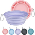 Kytely Collapsible Dog Bowls Medium, 2Pack Foldable Dog Travel Bowl, Portable Pet Water Food Bowl with Clasp, Pet Cat Feeding Cup Dish for Traveling, Walking, Hiking (Lavender & Pink) by Kytely