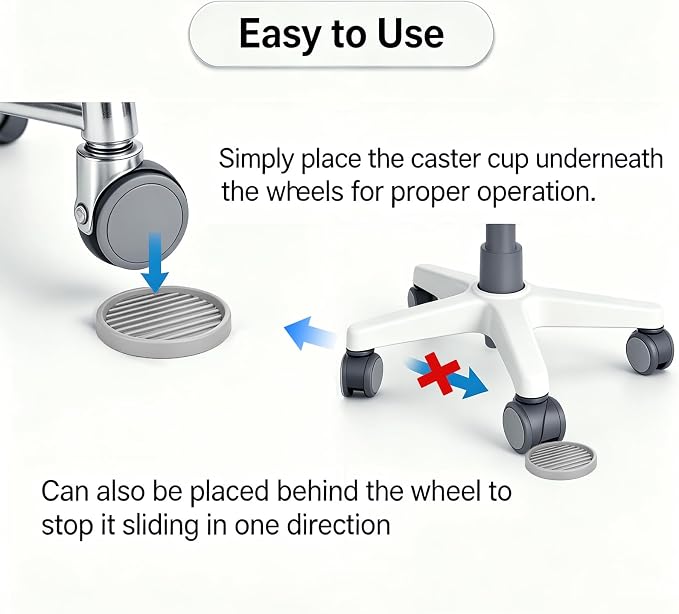 Furniture Coasters - 8 Pcs 2”Round Furniture Caster Cups - Non Slip Pads Hardwoods Floors Non Skid Furniture Grippers Rubber Furniture Feet - Anti Slide Floor Protector for Bed Couch Stoppers Gray - Image 5