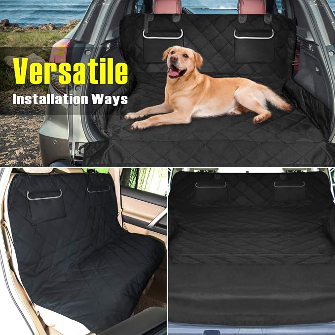 F-color SUV Cargo Liner for Dogs - Heavy Duty Cargo Cover for Mid-Size SUVs | Water Resistant Pet Cargo Cover with Non-Slip Mat, Dog Car Seat Cover Prevents Scratches Pet Hair Mud Dirt for Midsize SUVs - Image 6