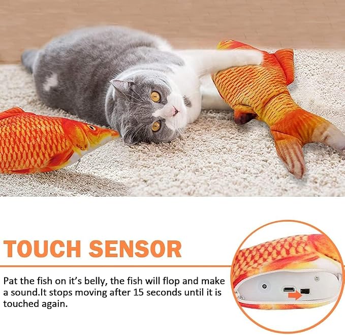 Tocirelo Cat Toys for Bored Indoor Adult Cats - Interactive Cat Toy Catnip | Catnip Kicker Toy for for Indoor Cats，Moving Kitten Kicker Self Play, 11" Electric Flopping Fish for Boredom Kitty Exercise - Image 2