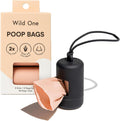 Wild One Dog Poop Bag Holder and Dispenser with Leash Attachment, Leak Proof, Easy Twist Top for Refills, Includes 1 Box Of Bags, Black by WildOne