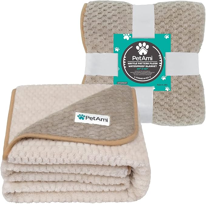 PetAmi Waterproof Dog Blanket, Leakproof Puppy Blanket, 29x40 Taupe Beige | For Small Medium Pets, Furniture Sofa Couch Cover Protector, Fleece Throw Indoor Cat Kitten, Reversible Washable Soft Plush - Image 2