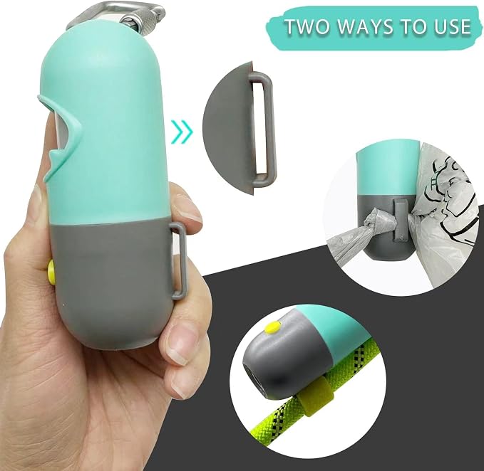 YUCHIYA Dog Poop Bag Holder Dispenser with LED Flashlight(Crystal Blue) | 100ft Ultra-Bright LED|Glow-in-the-Dark Avacado Clip|Metal Carabiner&Silicone Tether|15 Leak-Proof Scented Waste Bags - Image 5