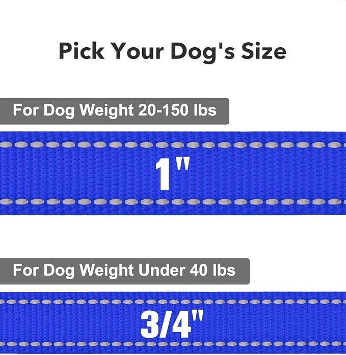Taglory Reflective Dog Leash for Medium Large Dogs, 1in x 6ft, Navy Blue | Ideal for Night Walking, Strong for Sudden Pulls, Lightweight & Gentle on the Neck, Soft Padded Handle - Image 4