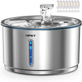 NPET Stainless Steel Cat Water Fountain, 1Gallon/135oz, Set | Automatic Pet Drinking Fountain, Dog Water Dispenser, 8 Replacement Filters, For Cats Indoor by NPET