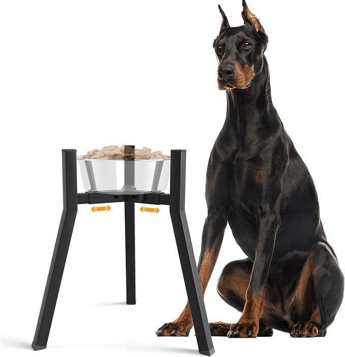 Elevated Dog Bowl Stand for Large Dogs, Adjustable Width 8.2-12.6", 16.9" Tall Single Raised Dog Food Water Stand,Bowl Not Included by TIDANT
