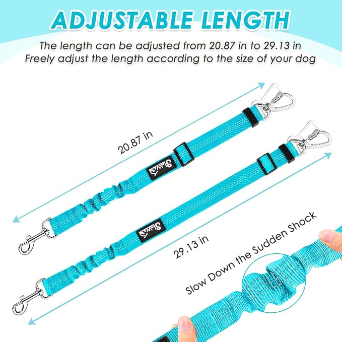 Lukovee Dog Car Harness Seat Belt, Harness & Seatbelt with 2 in 1 Buckle | Adjustable Soft Breathable Mesh Harness, Reflective Elastic Reflective Tether, for Small Medium Large Dogs Pets (L-Blue, XS) - Image 8