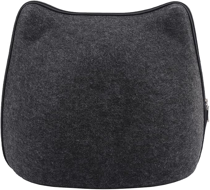 Felt Cat Cave Bed with Removable Cover, Cozy Pet Shelter for Indoor Cats, Zippered Washable Cat House with Roomy Interior (Dark Gray, for Cats Under 15 lbs, Cat Ear Style) - Image 2