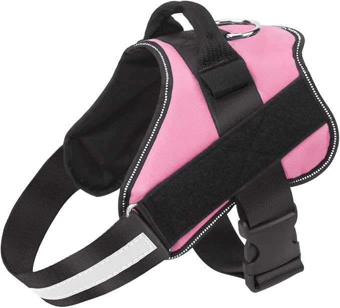 Dog Harness, No-Pull Reflective Dog Vest, Breathable Adjustable Pet Harness with Handle for Outdoor Walking - No More Pulling, Tugging or Choking (Pink, XS) by Bolux