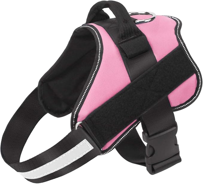 Dog Harness, No-Pull Reflective Dog Vest, Breathable Adjustable Pet Harness with Handle for Outdoor Walking - No More Pulling, Tugging or Choking (Pink, L) by Bolux