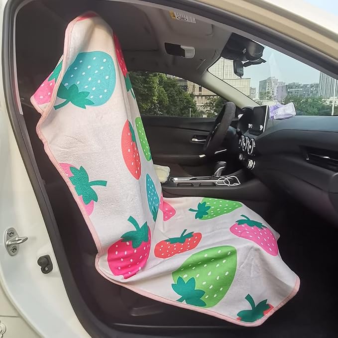 Car Seat Cover Protector Front Seats,for Gym Workout,Running,Swimming,Beach and Hiking,Waterproof Sweat Towel Bucket Seat Covers for Cars SUV Trucks (Strawberry, 2Pcs) - Image 8