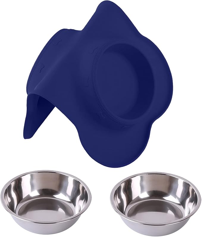 Hubulk Pet Dog Bowls 2 Stainless Steel Dog Bowl with No Spill Non-Skid Silicone Mat + Pet Food Scoop Water and Food Feeder Bowls for Feeding Small Medium Large Dogs Cats Puppies (Small, Navy Blue) - Image 7
