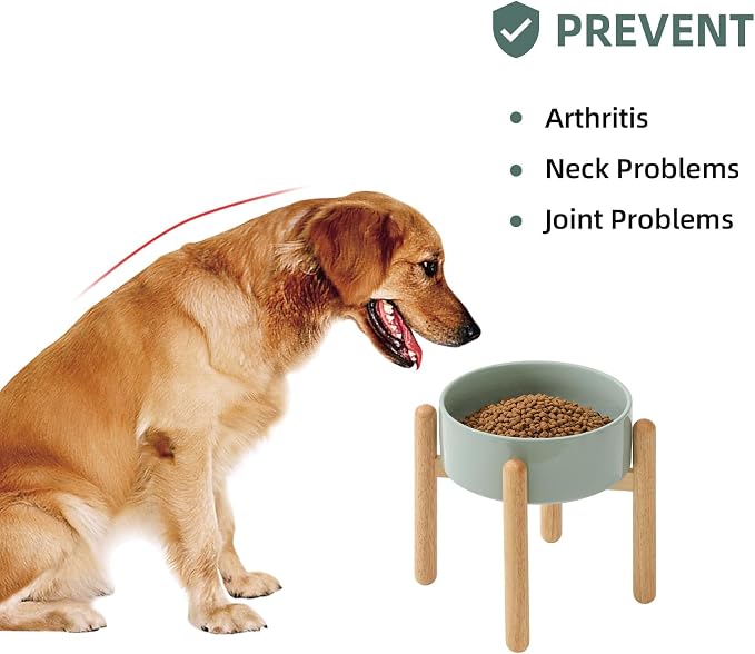 Havniva Ceramic Dog Bowls Elevated, Raised Dog Food Bowl for Large Dogs | 8.3” Elevated Dog Bowls, Non-Slip Wood Stand, Dog Food and Water Bowl Set, Dog Feeding Dish, Large Capacity Pet Water Bowl - Image 5