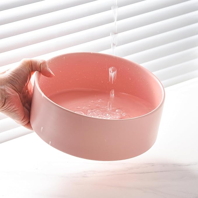 Raised Ceramic Dog Bowl Set - Elevated Dog Bowls with Non Slip Bamboo Stand, Food and Water Bowl Set for Small and Medium Breed Dogs, Pet Bowls, Weighted Dogs Dishes (6'', 2 * 30OZ, Pink) - Image 7