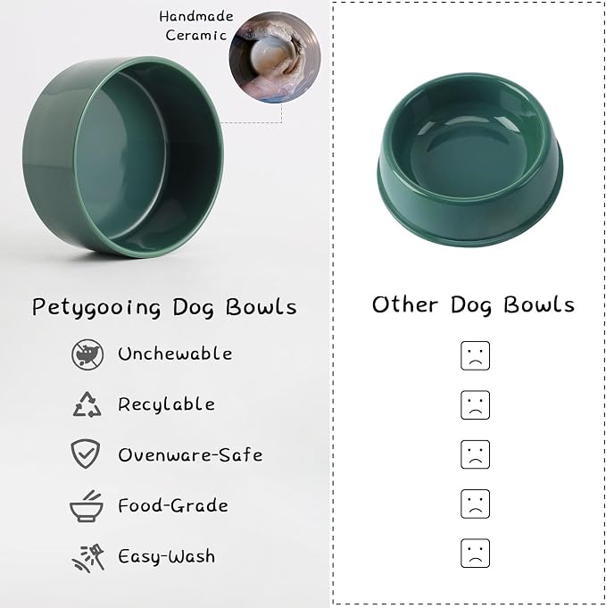 Petygooing Green Elevated/Raised Ceramic Dog Bowl for Small Breeds, Dog Food Water Dish with Stand,Pet Feeding Bowl with Anti Slip Rubber for Cats and Small Dogs Puppy 13.5 OZ (5.1In / 1.7 Cups) - Image 5