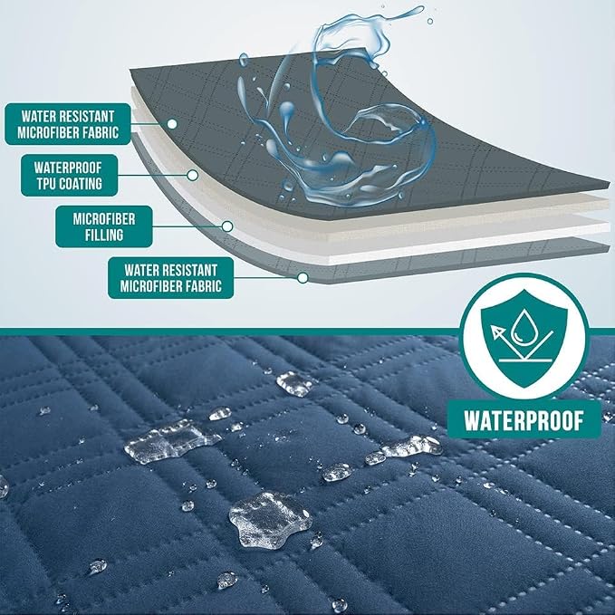 PetAmi Waterproof Couch Cover for Dog Nonslip Bed Sofa Blanket, 102x82 Blue - Image 3