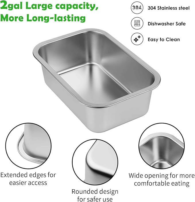 2 Gallon Elevated Dog Water Bowl for Large Dogs with Spill-Proof Mat, 4-Height Adjustable Raised Dog Water Bowl Stand (9.4-14.2'') with Stainless Steel Bowls for Indoor/Outdoor - Image 6