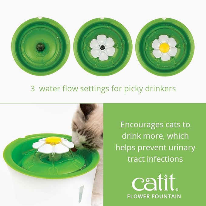 Catit Flower Fountain with Triple Action Filter,Cat Drinking Water Fountain,3 L,Green,(Pack of 6) - Image 3