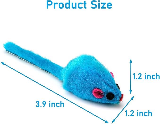 12PCS Cat Mouse Toys, Faux Fur Interactive Catnip Mice | Realistic 3.9in size with a durable plastic body and rattling sound, Perfect for indoor Cats, Kittens and Puppies - Image 5