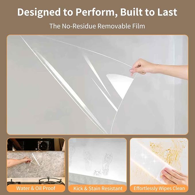 Clear Electrostatic Wall Protector, Static Protective Film, Adhesive-Free, No Residue Protection for Behind Trash Cans, Against Dog Scratches, Furniture, Doors, Splashes and Stains (15.78in*9.84ft) - Image 4