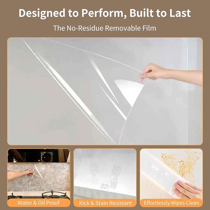 Clear Electrostatic Wall Protector, Static Protective Film, Adhesive-Free, No Residue Protection for Behind Trash Cans, Against Dog Scratches, Furniture, Doors, Splashes and Stains (15.78in*32.8ft) - Image 4