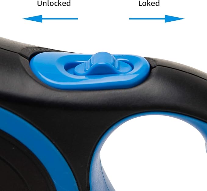 PINA Retractable Dog Leash, 16ft Dog Leash for Small Medium Dogs Up to 44lbs, 360° Tangle-Free Strong Reflective Nylon Tape, with Anti-Slip Handle, One-Handed Brake, Lock - Black Blue - Image 5