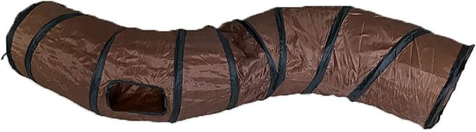 iCAGY Cat Tunnel Toys for Indoor Cats Kittens Rabbits, Pet Toy Play Tunnels | Interactive Crinkle Pop Up Tunnel Toys, Relieve Cat Boredom, Brown 47" Shape S by iCAGY