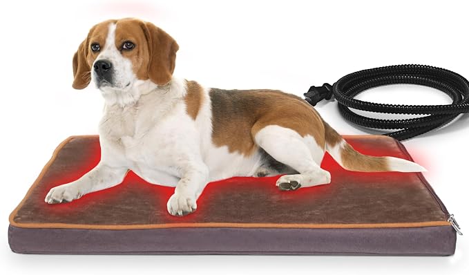 NAMOTEK Outdoor Heated Pet Bed for Cats Dog in Winter with Orthopedic Foam Base Auto Constant Temperature Electric Heating Pad & Waterproof Liner for Dog House Cabin Cot Doorway(31" Lx19 Wx1.7 Th) by NAMOTEK