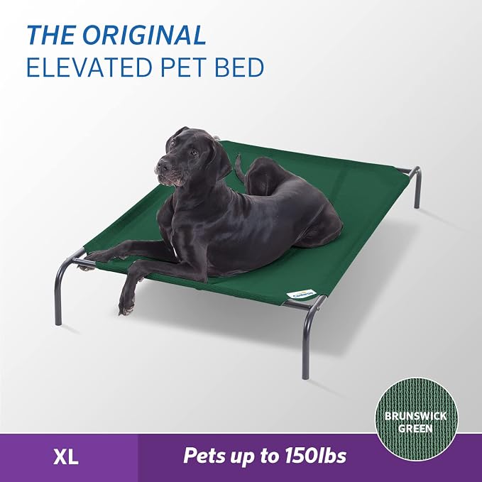 Coolaroo Original Elevated Dog Bed - Breathable Off-The-Ground Pet Bed with Cooling Fabric, Joint Relief & Moisture-Resistant Fabric, 100% Recyclable, Easy Clean, Brunswick Green, Extra Large - Image 2