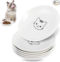 6 Pack Cat Food Bowl, Ceramic Cat Bowls, Anti Whisker Fatigue Cats Bowl Set | 5.5 Inches Shallow Wide Kitten Plates for Food and Water (White-C) by Unknown