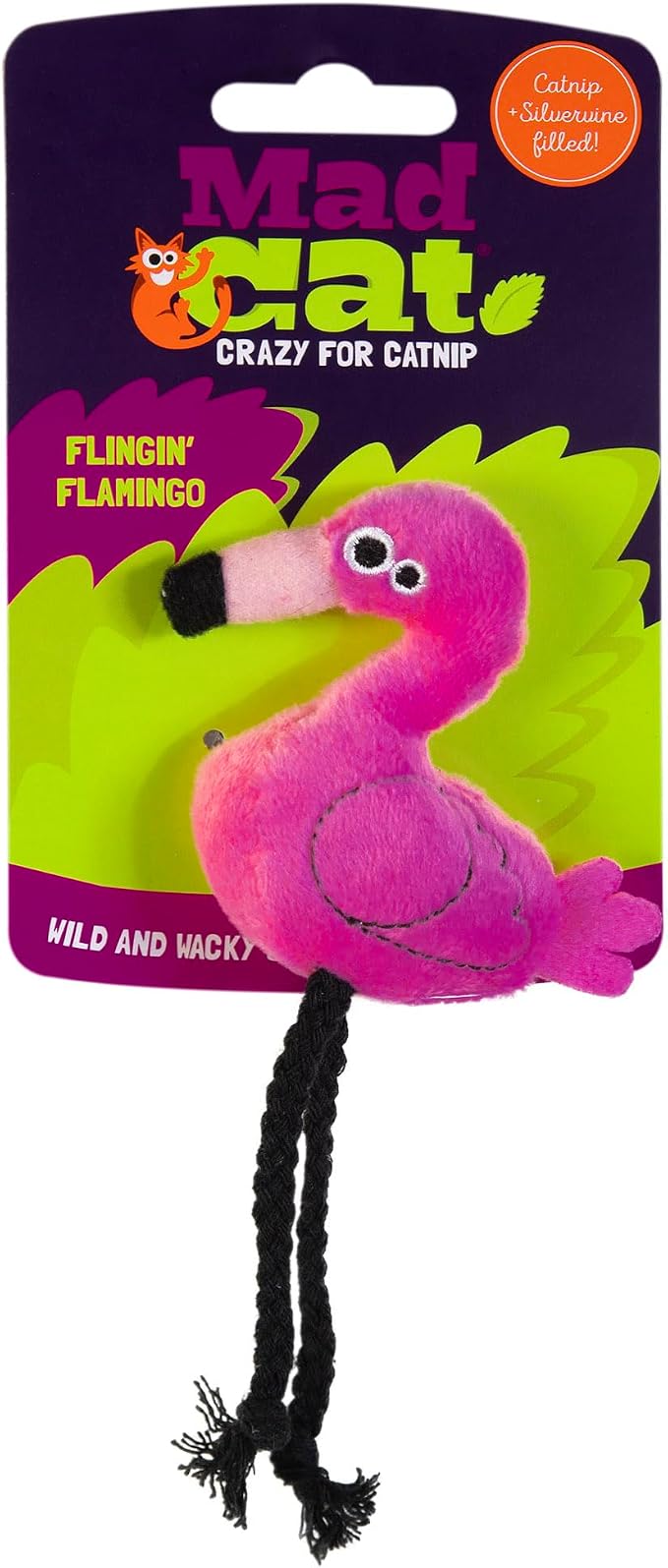 Mad Cat Flingin' Flamingo Bird Catnip and Silvervine Cat Toys, Pack of 2 | Tropical pair made for tossing games, sparks batting, chasing and playful energy in felines during active sessions daily by Unknown