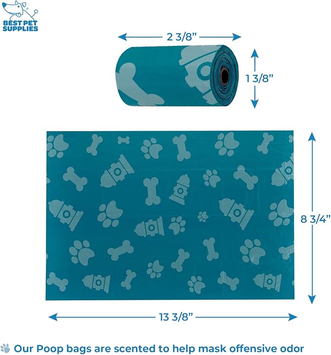 Best Pet Supplies Dog Poop Bag Holder Leash Attachment with Reusable Dispenser for Travel, Walking, Park, and Outdoor Use, Durable with Clip-On - Turquoise, Pack of 2, Plastic Dispenser w/30 Bags - Image 4