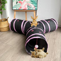 3-Way Collapsible Cat Tunnel Tube Toy Black Pink Paws | Interactive Play Tunnel by Hanging Ball & Peek Hole for Indoor Cats, Kittens, Puppies, Rabbits, Hours of Fun & Exercise by Mabaytir