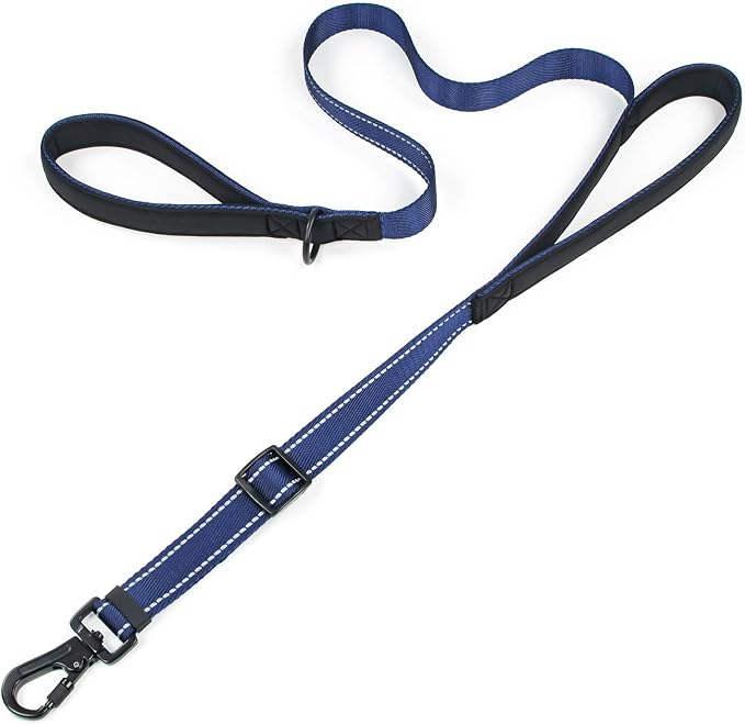 Reflective Double Handle Dog Leash for Large Medium Small Dogs (RB, S) | Heavy Duty, Adjustable with Soft Padded Handles, Traffic Control for Training, Walking, Running by Tiffpaws