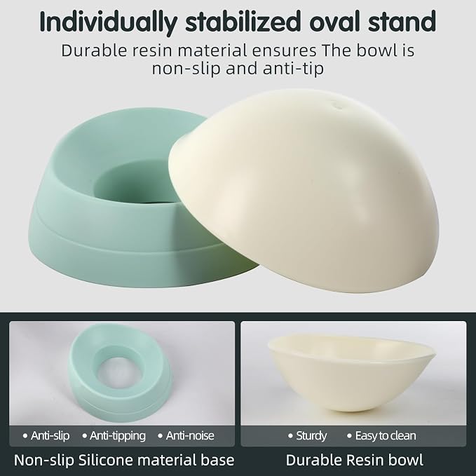 Bulldog Bowl Anti-Slip Dog Cat Dish Detachable Rubber Dog Bowl Pet Sterile Tilted Pet Feeder Slope Base (Green, 2 Cup (Small/Medium Dog)) - Image 5