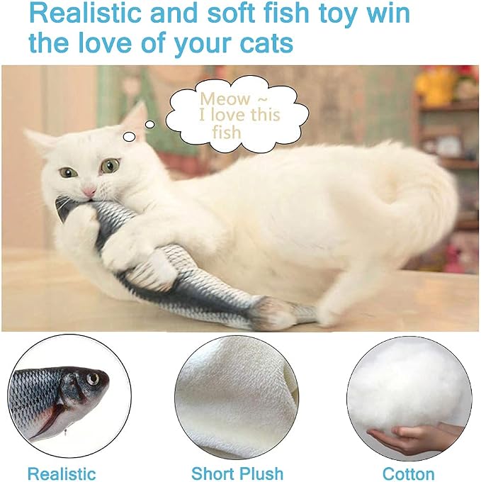 Tocirelo Remote Control Cat Toy - Interactive Catnip Toys for Indoor Cats | 11" Realistic Electric Flopping Fish Kiten Kicker Toy, Automatic Moving Floppy Fish for Bored Kitten and Small Dogs - Image 4
