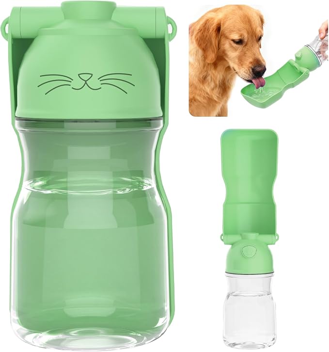 Amerisun Dog Water Bottle, 16.9 OZ Collapsible Leak-Proof Pet Water Bowl | Collapsible Water Bottle,Suitable for Dog, Cat, Puppy, Guinea Pig, Hamster & Bunny. Ideal for Walking, Hiking (A012B-Green) by Amerisun