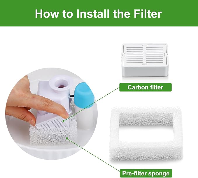 Replacement Filters for 360 Ceramic Pet Fountain | 10 Pack Replacement Filters for Wonder Creature Aurora /Cup Cake Pet Fountain(8Carbon Filters+2 Foam Filters) - Image 3