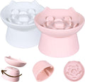 2 Pack Unbreakable Raised Slow Feeder Bowl for Cats and Small Dogs, Elevated Cat Bowls, Detachable Slow Feede Bowl, Heavy Weighted, Non-Slip Feeder, Dry & Wet Food (Pink + White, 6.2'') by FullCharm
