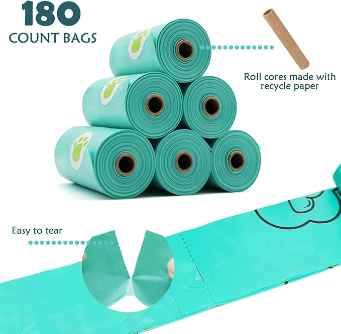 Dog Poop Bags Holder with LED Flashlight|Pet Waste Bags Dispenser for Leash|Doggie Potty Bags Container with Leak-proof Pet Trash Bags and Accessories (1 Holder 195 Bags, Crystal Blue) - Image 6