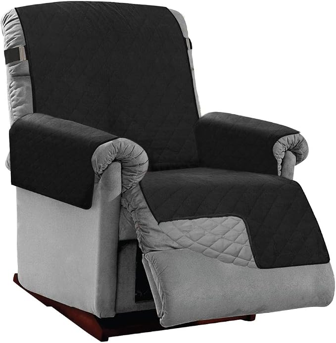 Sofa Shield® Couch Large Recliner Slip Cover for Dogs with Strap Black Gray | Reversible Furniture Protector, Stain and Tear Resistant Cushion Cover, Machine Washable Slipcover for Pets, Cats 70 inch by SofaShield