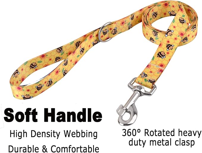 Mihqy Dog Collar and Leash Set, for Small Dogs, Bee Set,XS | with Fashion Patterns, Adjustable for Small Medium Large Dogs, Comfortable for Walks and Outdoor Hikes - Image 4