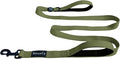ShawnCo Dream Walk Dog Leash (Olive Green,M/L 6FT w/ 2 Handles) | Soft Neoprene Handle, Premium, Durable, Nylon Pet Leash for Small, Medium and Large Dogs, For Everyday Walks and Training by SHAWNCO
