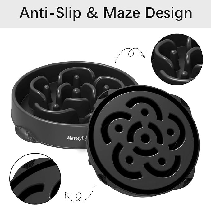 MateeyLife 1-Pack Slow Feeder Dog Bowls, 4 Cups, Dog Puzzle Feeder Bowl | Food-contact safe, dishwasher safe, non-slip base, maze design, for fast eaters, for dogs and cats, daily mealtimes - Image 4