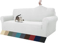 ZNSAYOTX 1 Piece Jacquard Couch Covers for 3 Cushion Couch Living Room High Stretch Sofa Cover Pets Dogs Friendly Anti Slip Thickened Slipcovers Furniture Protector (Large, White) by ZNSAYOTX