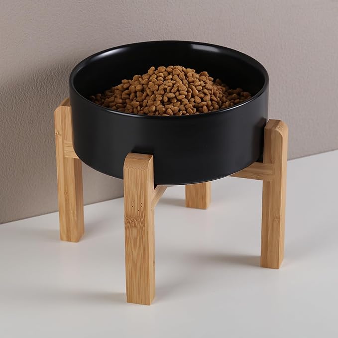 Black Raised/Elevated Ceramic Dog Bowl for Small Medium Sized Breeds,Dog Food Water Bowl with Stand,6 in Non Slip Heavy Pet Feeding Dish 3.6 Cups/ 850 ml /28 OZ - Image 6