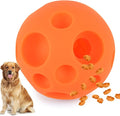 Evan Dog Toy Balls, 5 Inch Treat Tricky Ball Food Dispensing Toys Tricky Fun Interactive Dog Toy Food Dispenser Toy Puzzle Toy Ball Dog Chew Toys Ball for Large Medium Slow Feeder Dog Bowls（Orange） by VEEBELL