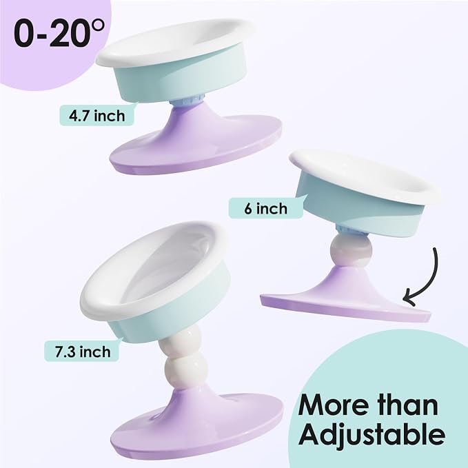 Elevated Ceramic Cat Bowl, Tilted Raised Cat Food Bowl for Indoor Cats, Whisker Friendly Anti Vomiting Cat Feeding Bowl with Non-Slip Stand, Lavender Mint - Image 4